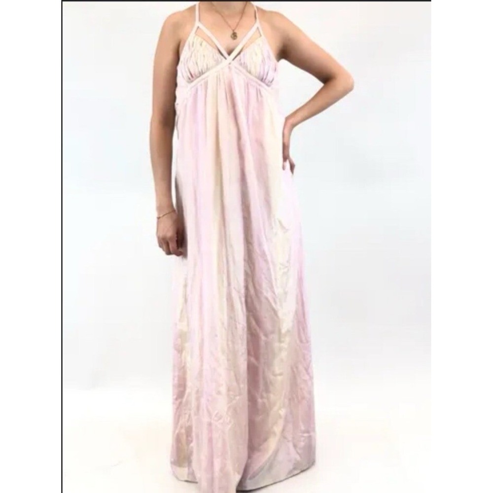 Armani Exchange Maxi Dress Womens 6 Pink Purple Ombre Empire Waist Ethereal Boho